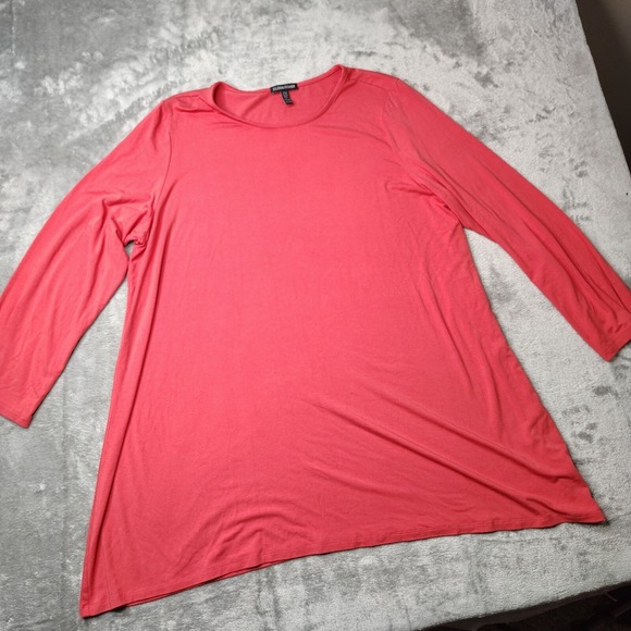 Eileen Fisher Tops - Eileen Fisher‎ Jersey Tunic Top Womens XL Pink Mock Neck 3/4 Sleeve Made in USA